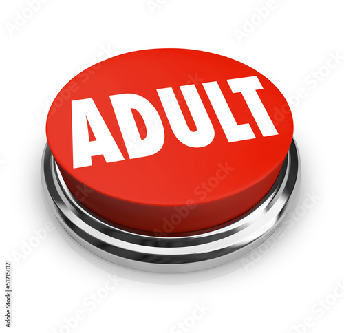 Illustration: Adult Word Red Button Mature Restricted Content Adult Word Red Button Mature Restricted Content