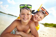 Siblings on beach