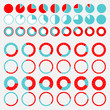 Set of brightly colored pie charts.