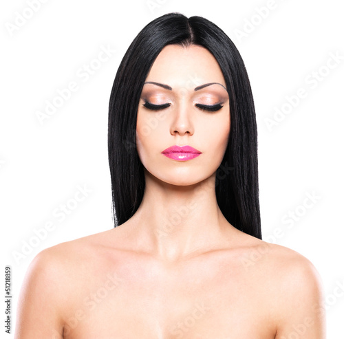 Photo: Beauty portrait of the pretty woman with closed eyes Beauty portrait of the pretty woman with closed eyes