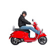 Homme moderne en scooter