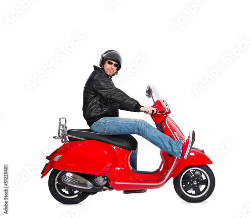 Photo: Homme moderne en scooter Homme moderne en scooter