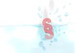 3d render of a legal law icon fallen into water