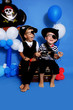 Two pirate on a blue background
