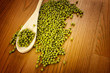 Soybeans in a wooden spoon