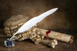 Quill and judge's wig