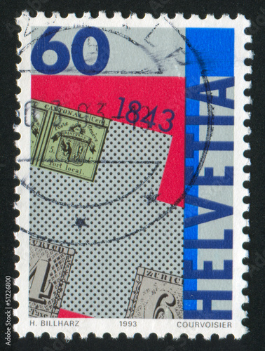 Photo: First Swiss postage stamps First Swiss postage stamps