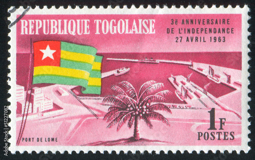 Photo: Togolese Flag and Lome Harbour Togolese Flag and Lome Harbour