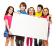 kids showing blank placard