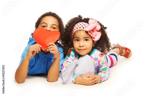 Photo: Black boy, girl and heart Black boy, girl and heart