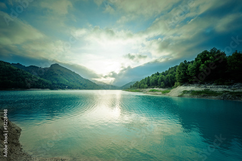Photo: Beautiful lake at dusk Beautiful lake at dusk