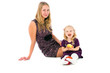 mother with the daughter apple on a white background.