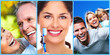 Woman with a toothbrush. Dental health collage.
