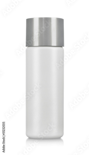 Photo: Blank plastic cosmetics bottle isolated on white background Blank plastic cosmetics bottle isolated on white background