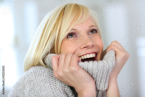 Photo: Portrait of beautiful woman in winter time Portrait of beautiful woman in winter time