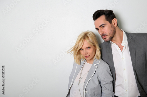Photo: Trendy couple on white background Trendy couple on white background