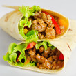 Fresh tortilla wraps with meat and vegetables