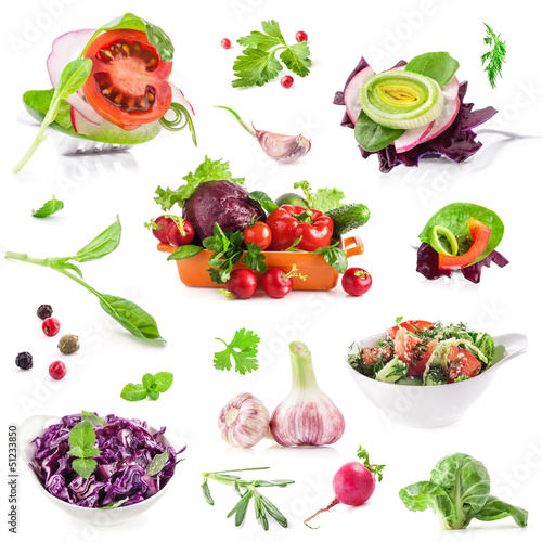 Photo: Collection of Fresh vegetables isolated on white background Collection of Fresh vegetables isolated on white background
