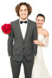 Studio shot of a newlywed couple
