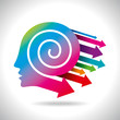 Thoughts and options. vector illustration of head with arrows