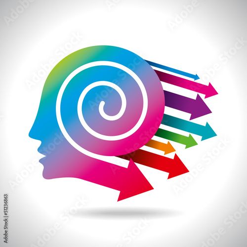 Vector: Thoughts and options. vector illustration of head with arrows Thoughts and options. vector illustration of head with arrows