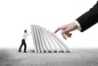 man holding column