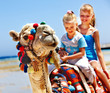 Tourists riding camel  on the beach of  Egypt.