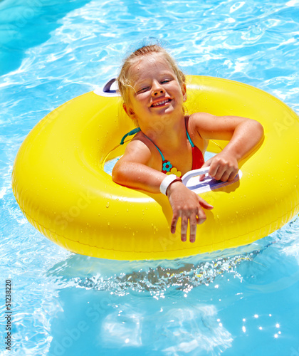 Photo: Children sitting on inflatable ring. Children sitting on inflatable ring.
