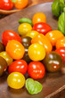 Baby plum tomatoes. Different sorts of tomatoes
