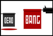 gun with bang flag and dead flag