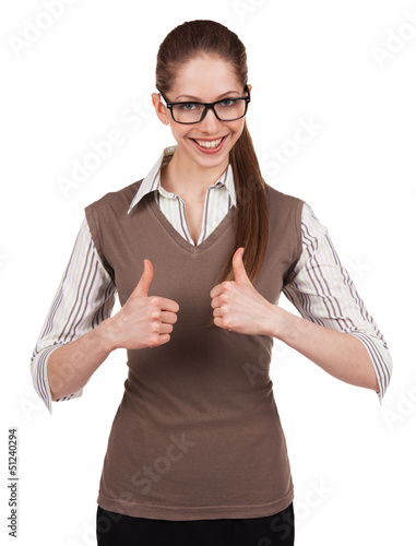 Photo: Woman with glasses shows that all is well Woman with glasses shows that all is well