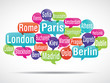 nuage de mots bulles : capitales d'europe