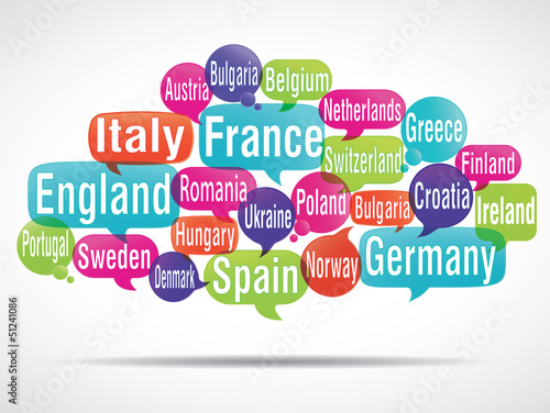 Illustration: tag cloud : european countries tag cloud : european countries