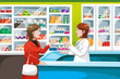Vector: Buying medicine in pharmacy Buying medicine in pharmacy
