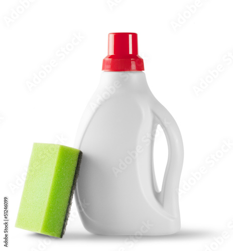 Photo: Bottle with detergent and sponge Bottle with detergent and sponge