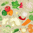 Seamless pattern with various vegetables