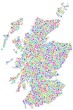 Map of Scotland - UK - in a mosaic of harlequin bubbles