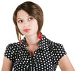 Thinking Lady in Polka Dots