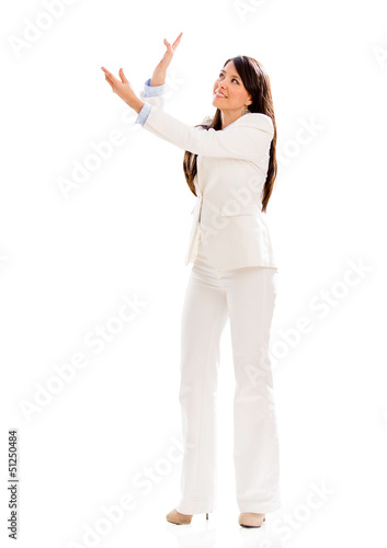 Photo: Business woman holding something Business woman holding something