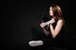 Girl with casual shoes. Women loves shoes concept.