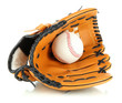 Baseball glove and ball isolated on white