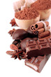 Composition of chocolate sweets, cocoa and spices, isolated