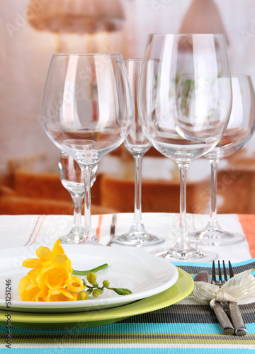Photo: Table setting with glasses for different drinks Table setting with glasses for different drinks