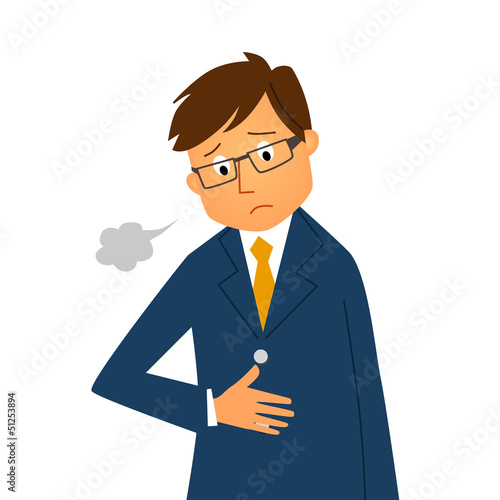 Illustration: 胃痛の男性 胃痛の男性