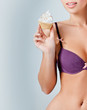 beautiful girl eats cake