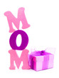 Mothers Day gift box with foam letters spelling MOM