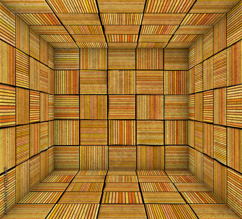 Illustration: orange striped square tiled empty space orange striped square tiled empty space