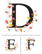 Decorative super caps letters D, E, F,