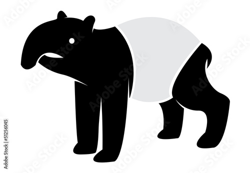 Vector: Vector image of an tapir on white background Vector image of an tapir on white background