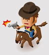 Sheriff with Revolver riding Horse